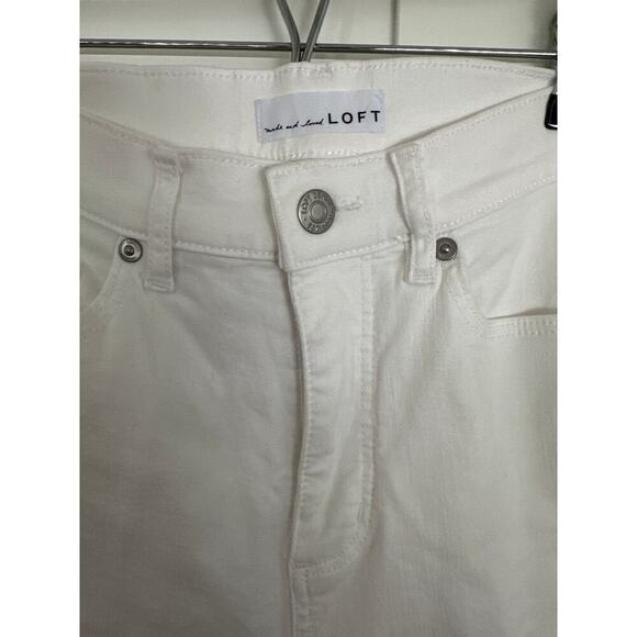 Loft The Skinny Raw Hem White Jeans, 26/2 NWOT - Picture 2 of 6